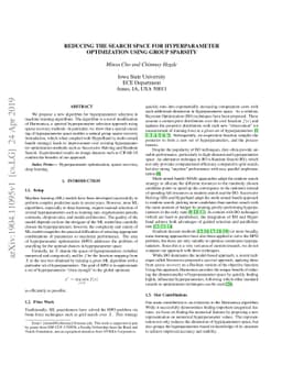 Reducing The Search Space For Hyperparameter Optimization Using Group
  Sparsity
