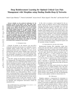 Deep Reinforcement Learning for Optimal Critical Care Pain Management
  with Morphine using Dueling Double-Deep Q Networks