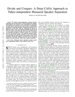 Divide and Conquer: A Deep CASA Approach to Talker-independent Monaural
  Speaker Separation