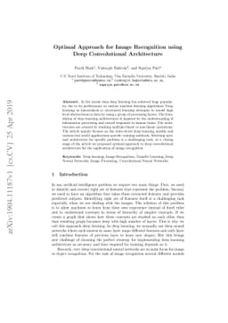 Optimal Approach for Image Recognition using Deep Convolutional
  Architecture