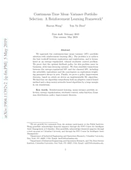 Continuous-Time Mean-Variance Portfolio Selection: A Reinforcement
  Learning Framework