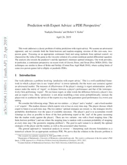 Prediction with Expert Advice: a PDE Perspective