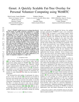 Genet: A Quickly Scalable Fat-Tree Overlay for Personal Volunteer
  Computing using WebRTC