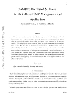 $d$-MABE: Distributed Multilevel Attribute-Based EMR Management and
  Applications