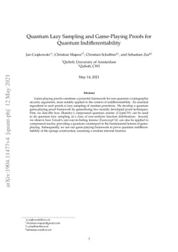 Quantum Lazy Sampling and Game-Playing Proofs for Quantum
  Indifferentiability