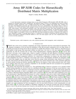 Array BP-XOR Codes for Hierarchically Distributed Matrix Multiplication