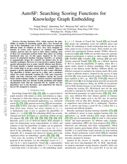 AutoSF: Searching Scoring Functions for Knowledge Graph Embedding