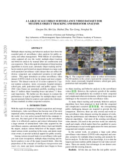 A Large Scale Urban Surveillance Video Dataset for Multiple-Object
  Tracking and Behavior Analysis