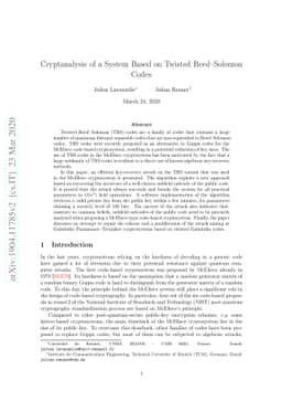 Cryptanalysis of a System Based on Twisted Reed-Solomon Codes