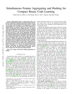 Simultaneous Feature Aggregating and Hashing for Compact Binary Code
  Learning