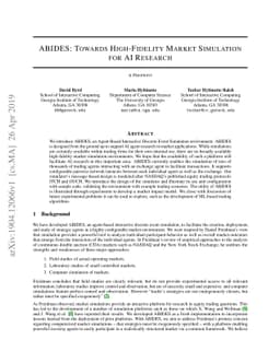 ABIDES: Towards High-Fidelity Market Simulation for AI Research