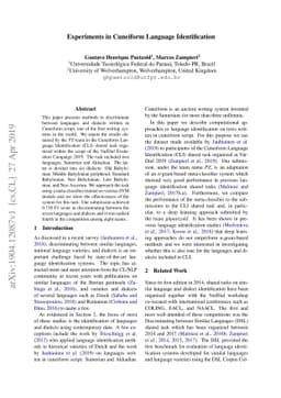 Experiments in Cuneiform Language Identification