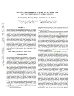 Accelerating Proposal Generation Network for \\Fast Face Detection on
  Mobile Devices