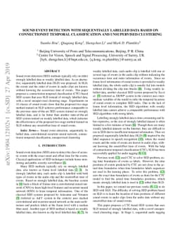 Sound Event Detection with Sequentially Labelled Data Based on
  Connectionist Temporal Classification and Unsupervised Clustering