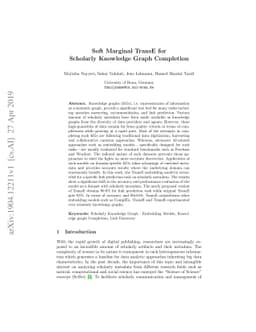 Soft Marginal TransE for Scholarly Knowledge Graph Completion