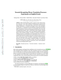 Towards Recognizing Phrase Translation Processes: Experiments on
  English-French