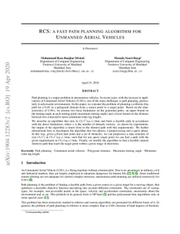 RCS: a fast path planning algorithm for Unmanned Aerial Vehicles