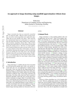 An approach to image denoising using manifold approximation without
  clean images