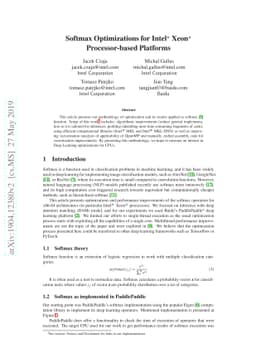 Softmax Optimizations for Intel Xeon Processor-based Platforms