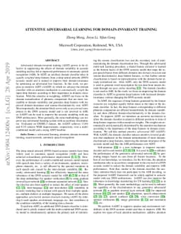 Attentive Adversarial Learning for Domain-Invariant Training