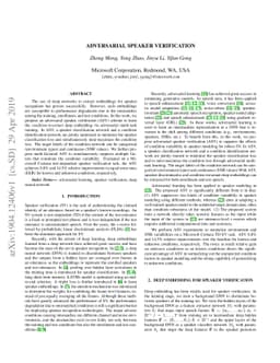 Adversarial Speaker Verification