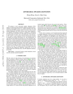 Adversarial Speaker Adaptation