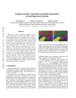 Casting Geometric Constraints in Semantic Segmentation as
  Semi-Supervised Learning