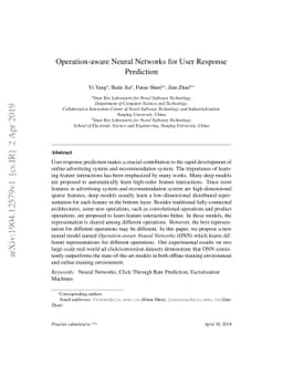 Operation-aware Neural Networks for User Response Prediction