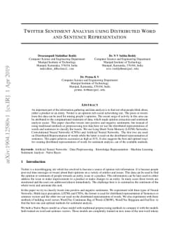Twitter Sentiment Analysis using Distributed Word and Sentence
  Representation