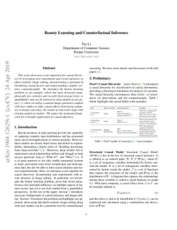Beauty Learning and Counterfactual Inference