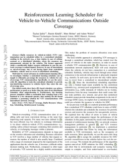 Reinforcement Learning Scheduler for Vehicle-to-Vehicle Communications
  Outside Coverage