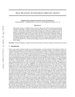 Self Training Autonomous Driving Agent