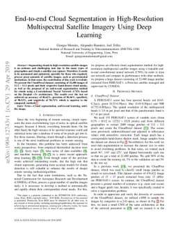 End-to-end Cloud Segmentation in High-Resolution Multispectral Satellite
  Imagery Using Deep Learning