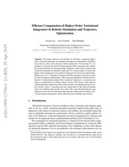 Efficient Computation of Higher-Order Variational Integrators in Robotic
  Simulation and Trajectory Optimization