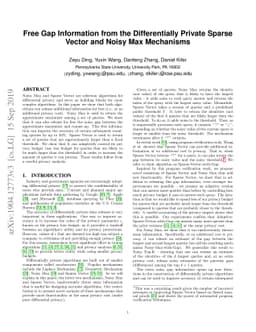 Free Gap Information from the Differentially Private Sparse Vector and
  Noisy Max Mechanisms