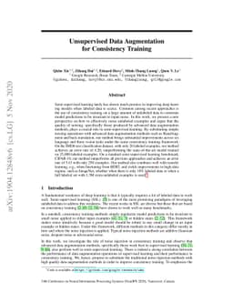 Unsupervised Data Augmentation for Consistency Training