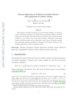 Extreme Eigenvalues of Nonlinear Correlation Matrices with Applications
  to Additive Models