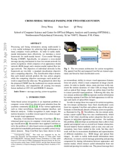 Cross-Modal Message Passing for Two-stream Fusion