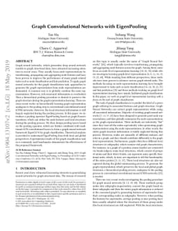 Graph Convolutional Networks with EigenPooling