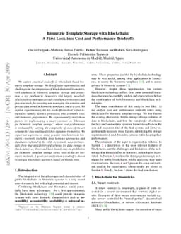 Biometric Template Storage with Blockchain: A First Look into Cost and
  Performance Tradeoffs
