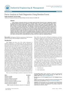 Factor Analysis in Fault Diagnostics Using Random Forest