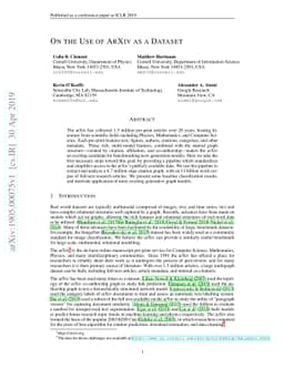 On the Use of ArXiv as a Dataset