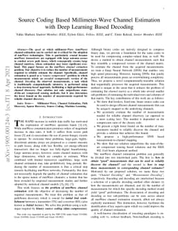 Source Coding Based Millimeter-Wave Channel Estimation with Deep
  Learning Based Decoding