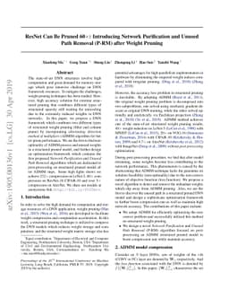 ResNet Can Be Pruned 60x: Introducing Network Purification and Unused
  Path Removal (P-RM) after Weight Pruning