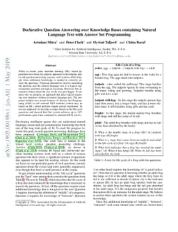 Declarative Question Answering over Knowledge Bases containing Natural
  Language Text with Answer Set Programming