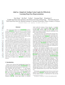 AdaCos: Adaptively Scaling Cosine Logits for Effectively Learning Deep
  Face Representations