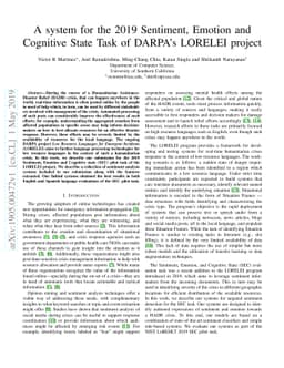 A system for the 2019 Sentiment, Emotion and Cognitive State Task of
  DARPAs LORELEI project