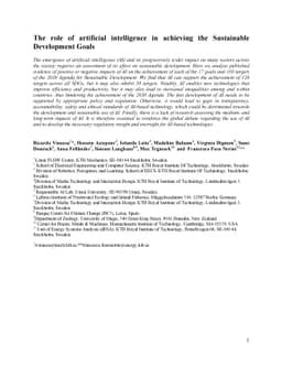 The role of artificial intelligence in achieving the Sustainable
  Development Goals