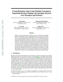 Group Retention when Using Machine Learning in Sequential Decision
  Making: the Interplay between User Dynamics and Fairness