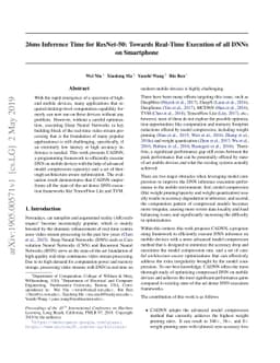 26ms Inference Time for ResNet-50: Towards Real-Time Execution of all
  DNNs on Smartphone